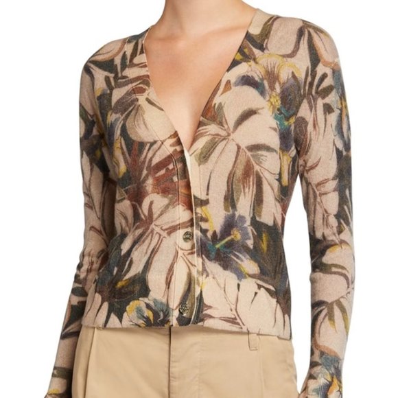 LE SUPERBE PARADISE FLORAL CROPPED CARDIGAN - Picture 1 of 10